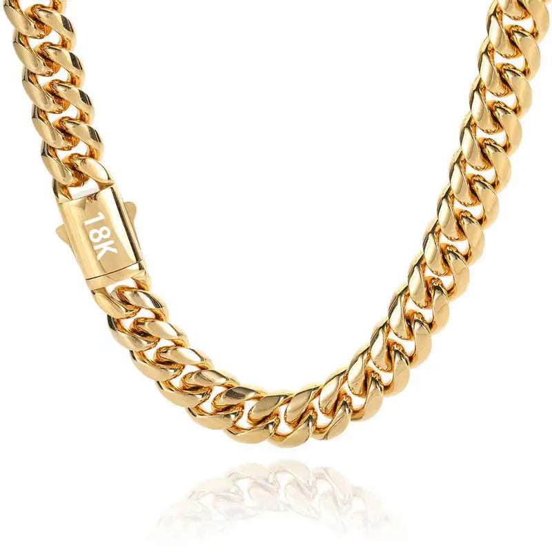 Men's & Women's Stainless Steel Cuban Chain Necklace 8-14mm Width Various Sizes