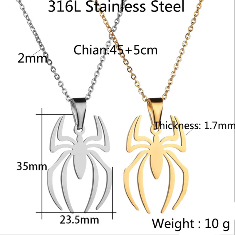 Stainless Steel Spider Pendant Necklace Men’s Jewelry Fashion Accessory