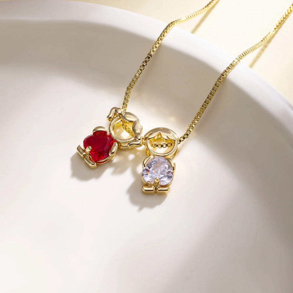 Birthstone Charm Necklace for Women - Heart Pendant with Cubic Zirconia, Gift Jewelry