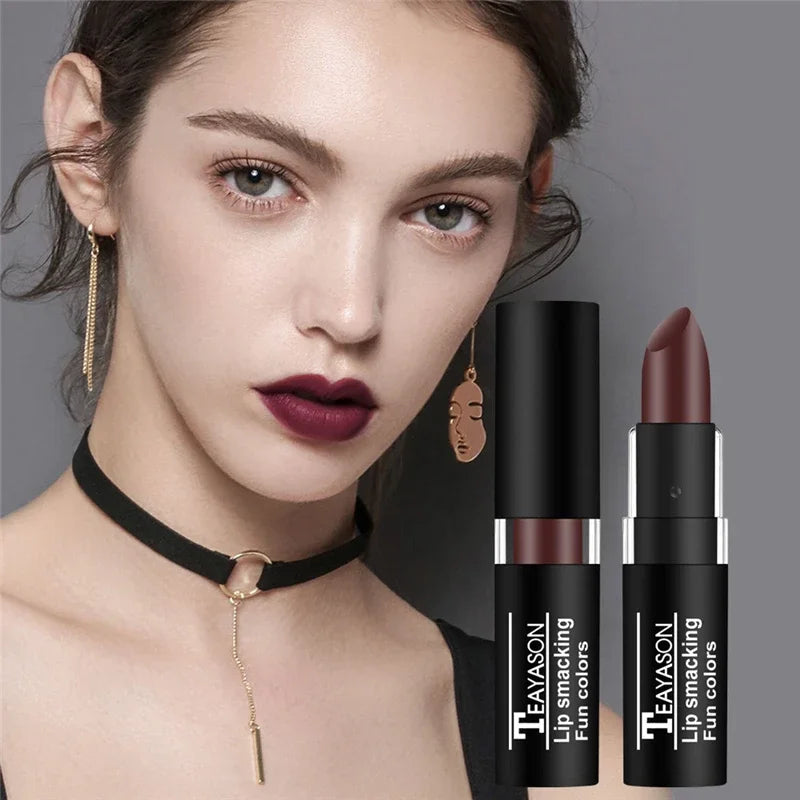 Long-Lasting Waterproof Lipstick with Matte Finish - Multiple Colors