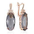 Elegant Drop Earrings for Women 30x10mm Zircon Jewelry with Rose Gold Finish