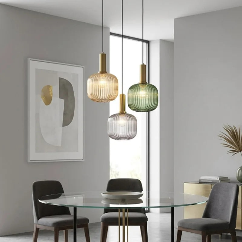 Glass Pendant Lights E27 Smoke Gray for Kitchen Dining Living Room Bar Home Decor Hanging Lighting