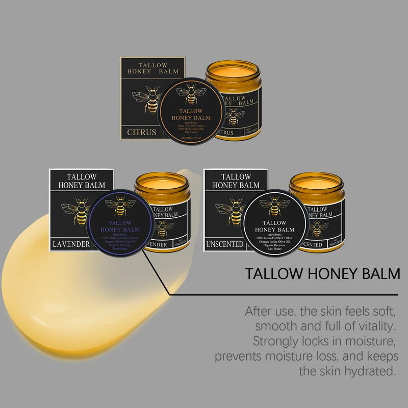 Organic Beef Tallow Face Cream with Raw Honey & Olive Oil - Hydrating Body Moisturizer