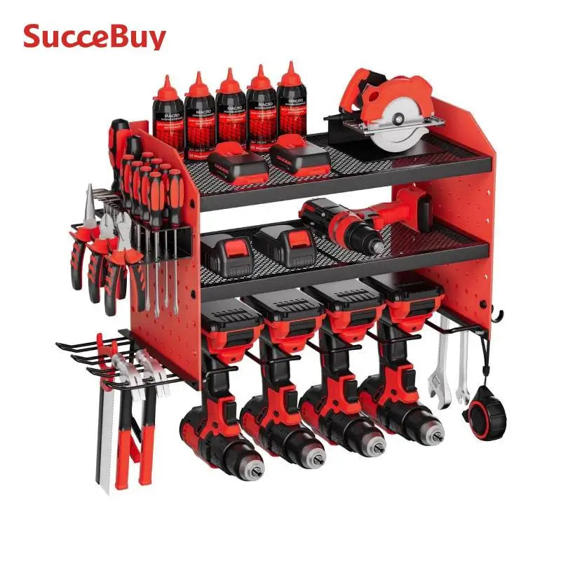 3-Tier Power Tool Wall Mount Organizer Rack for Garage Workshop