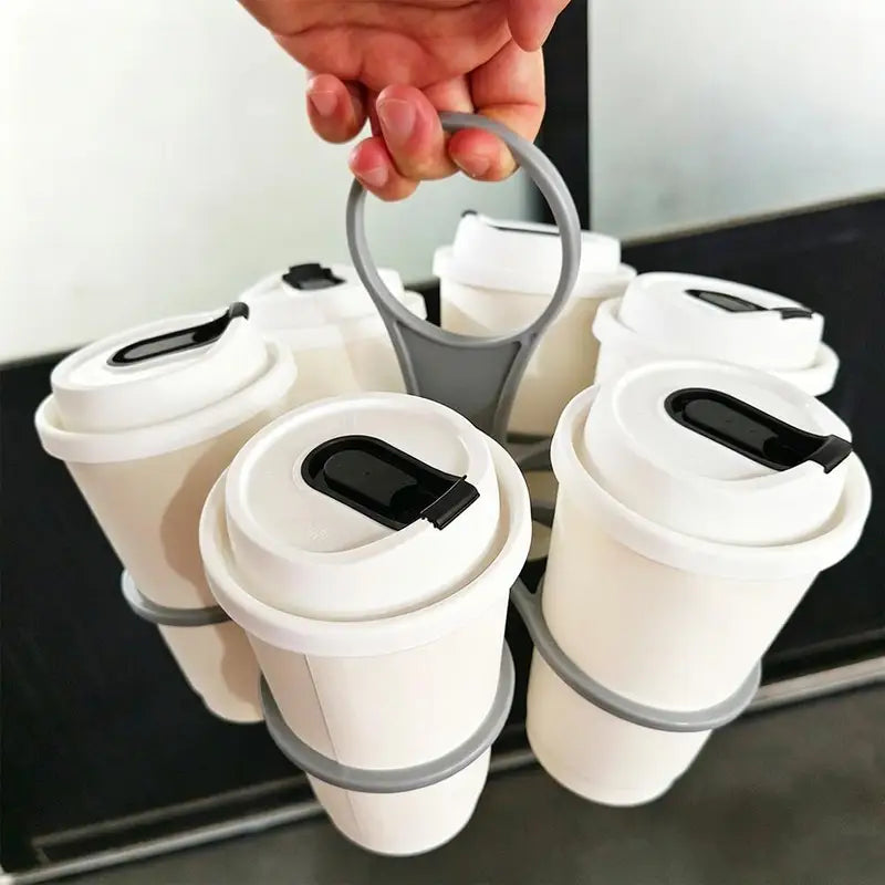 Foldable Beverage Cup Holder for Outdoor Picnics and Parties - 6 Slots, Reusable, Portable