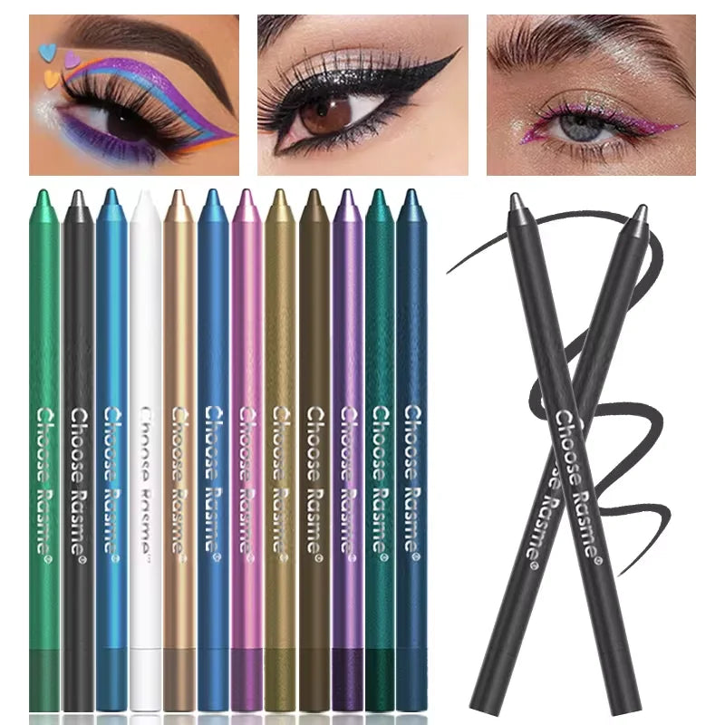 12-Color Glitter & Shimmer Eyeshadow Stick Set - Waterproof, Smooth Application, Halloween Makeup