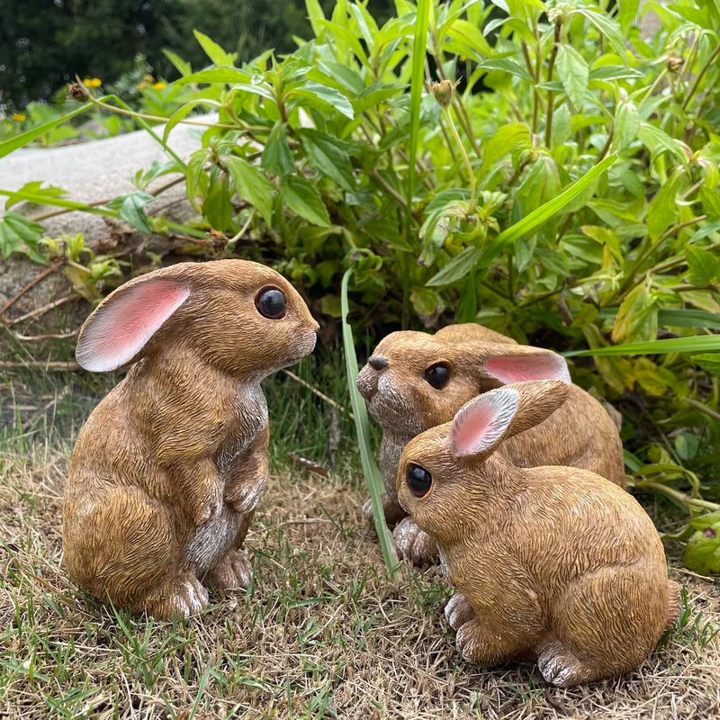 Outdoor Bunny Yard Decorations Set of 3 Garden Statues for Easter and Spring