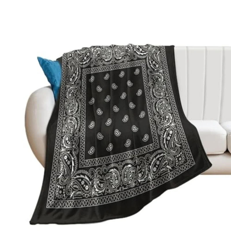 Soft Micro Plush Paisley Art Blanket - Warm Throw for Sofa & Living Room