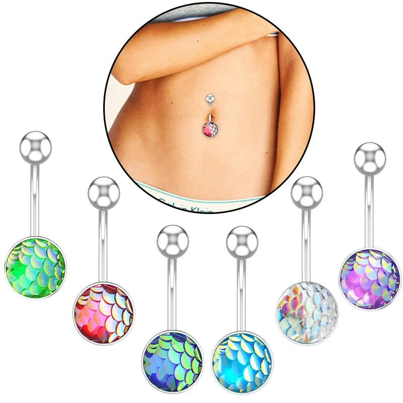 3-6PCS Belly Button Piercing Set 14G Surgical Steel Navel Rings with Pearl & Heart US