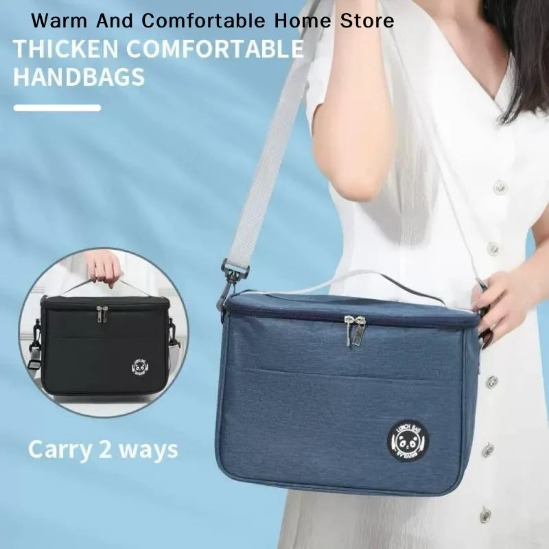 Insulated Large-Capacity Lunch Bag - Waterproof Food Tote with Adjustable Strap