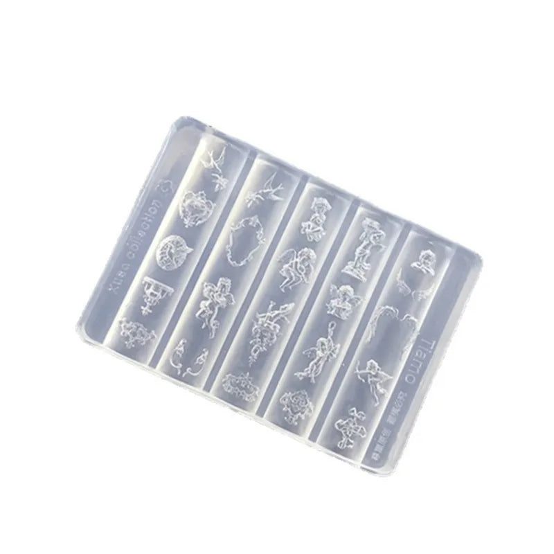Cute Angel Silicone Nail Stencil Mold Retro Baroque Cupid Designs 3D Sculpting Template