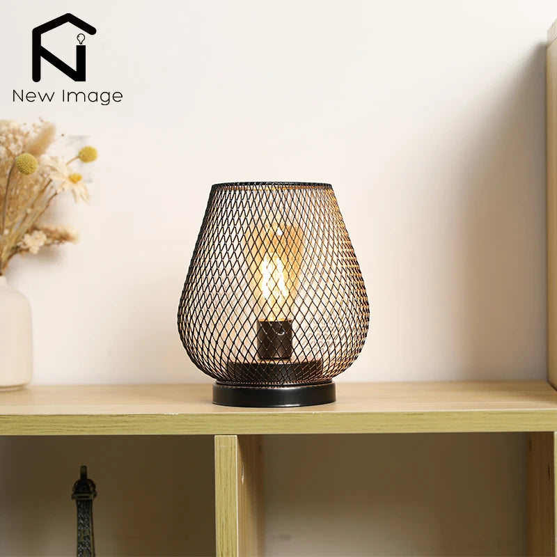 Hollow Metal Cage LED Candle Lantern - Battery Powered Cordless Lamp for Wedding & Home Decor