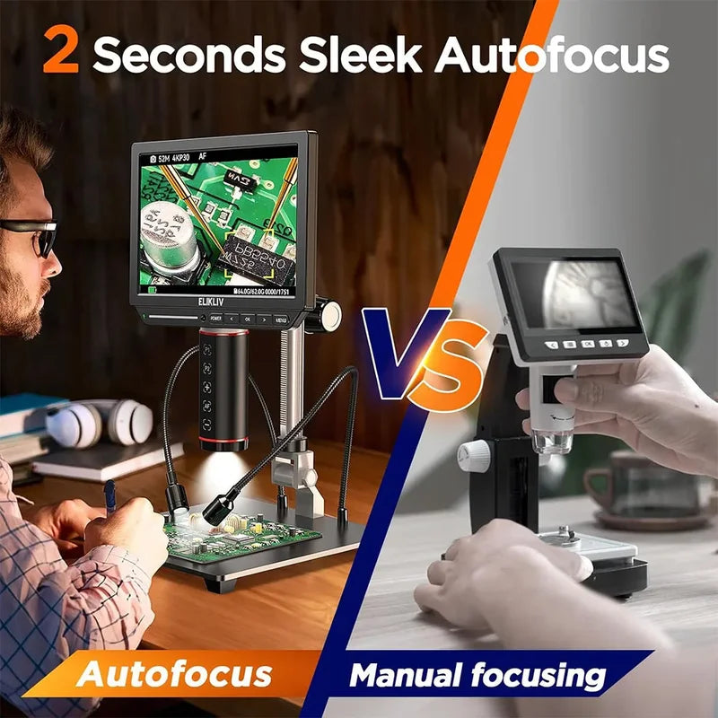 4K Digital Microscope with Autofocus 2000x HDMI Soldering Repair Kit 8" Screen