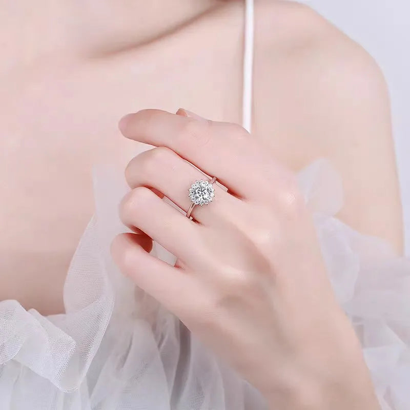 2ct Moissanite Sterling Silver Engagement Ring for Women Wedding Jewelry