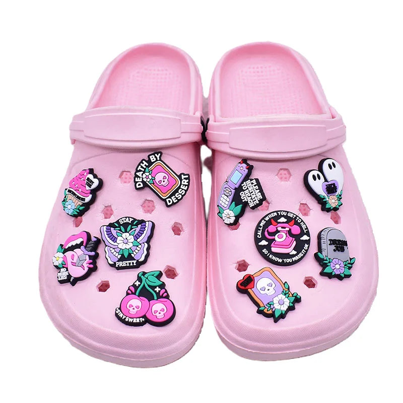 Halloween Pink Ghost PVC Shoe Charm Alligator Charm for Bracelets Kids Adults
