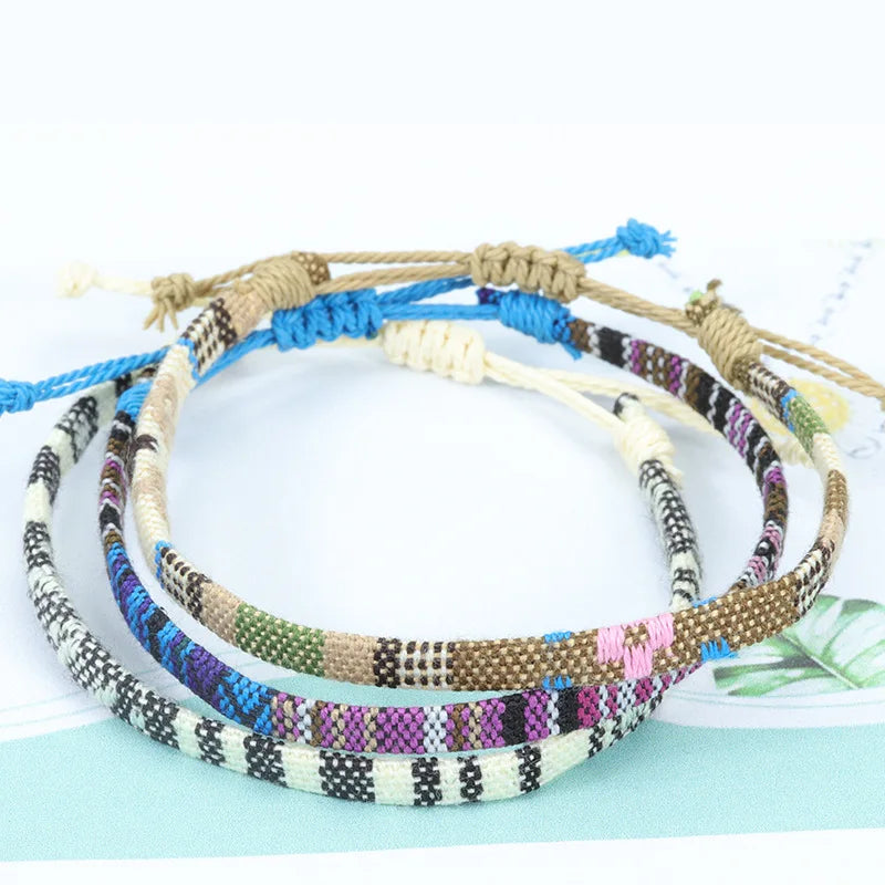 Women & Men Woven Fabric Anklet - Adjustable Beach Foot Leg Jewelry