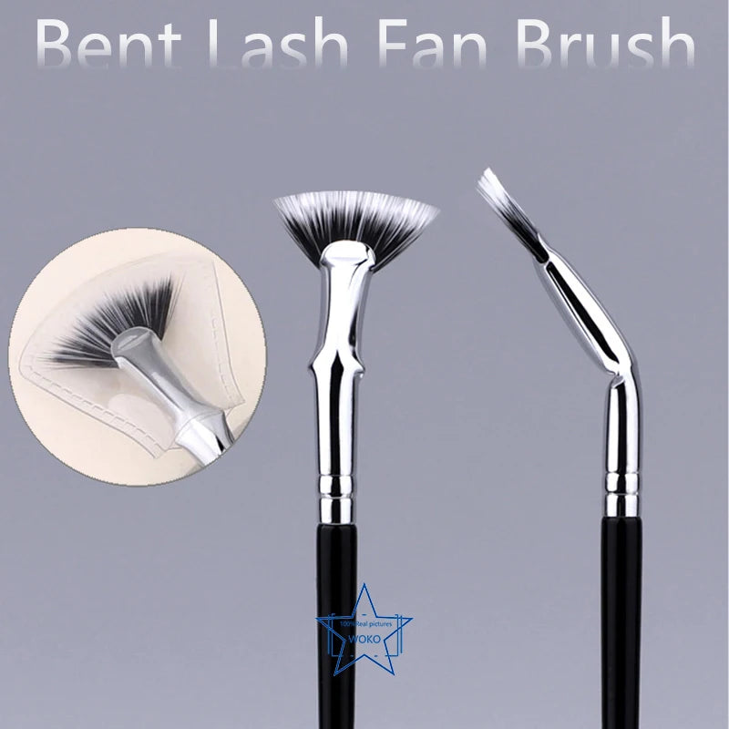 Eyelash Fan Brush for Lash Extension & Makeup - Small Bent Fan Eyelash Tool