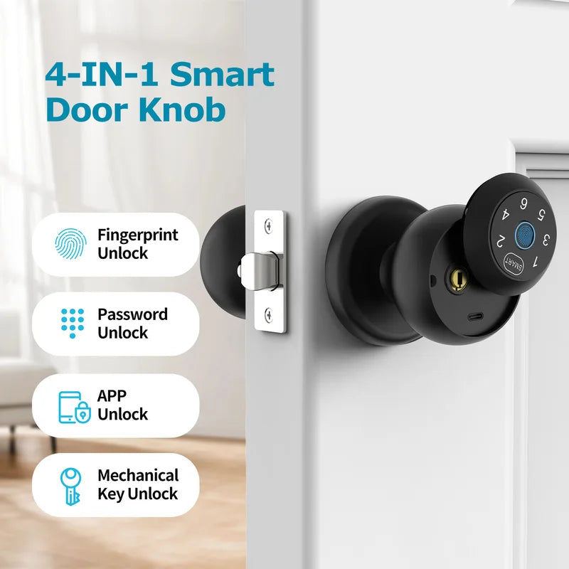 Electronic Smart Fingerprint Door Lock with App Control & Keypad