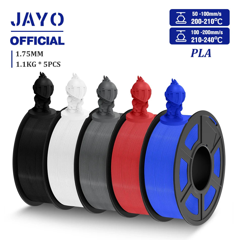 3D Printer Filament Set PLA PETG Silk Wood Marble 1.75mm 5 Rolls 1.1KG