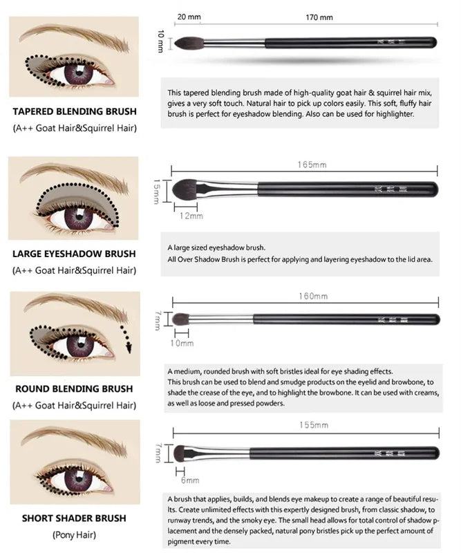 Professional Eye Makeup Brush Set - Tapered Blending & Precision Eye Shadow Tools