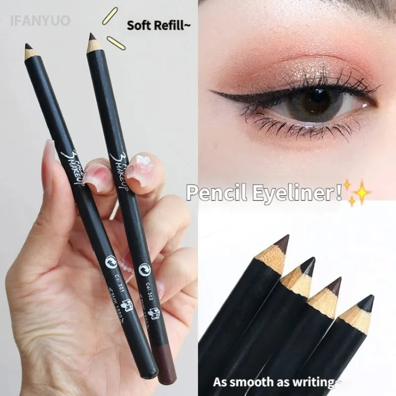 Waterproof Long-Lasting Eyeliner Pencils - Smudge-Proof, Highly Pigmented, 12 Colors