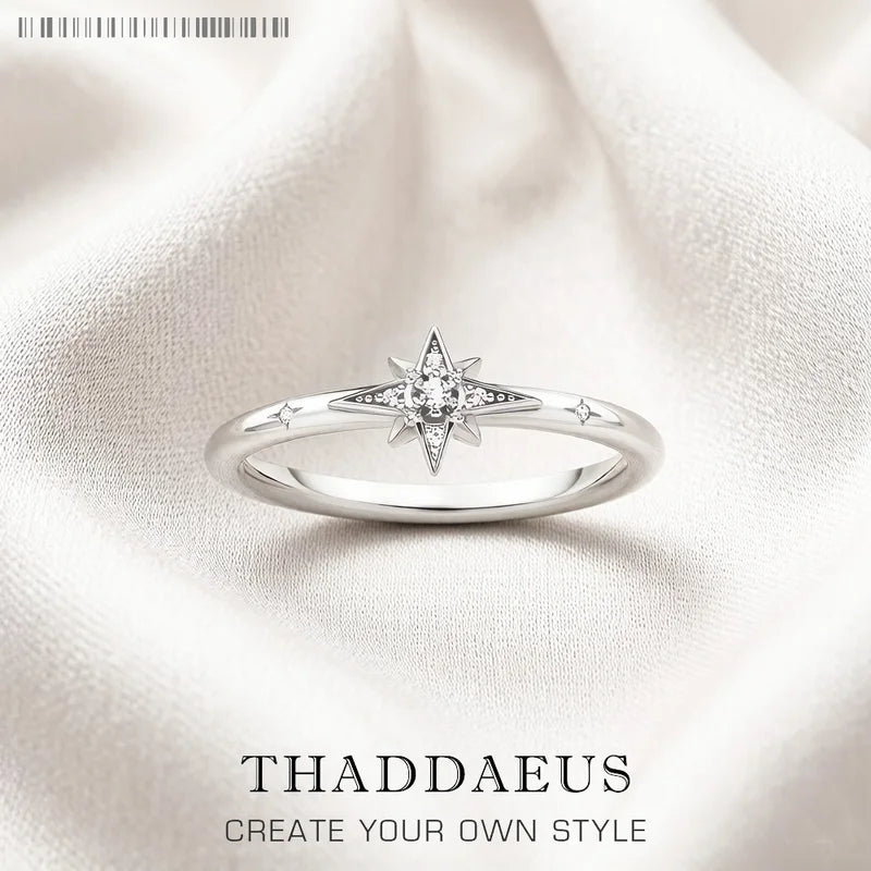 Sterling Silver Star Ring for Women Europe Style Trendy Jewelry Gift