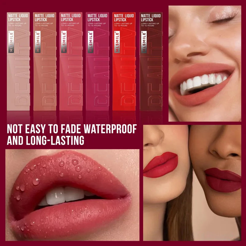 Long Lasting Velvet Matte Lipstick 6 Colors Waterproof Non-Stick Lip Gloss