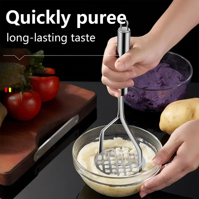 Stainless Steel Potato Masher for Vegetables & Fruit - Ergonomic Kitchen Tool
