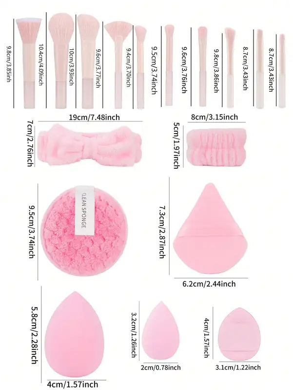 30-Piece Professional Makeup Brush Set with Accessories for Beginners, Suitable for Combination Skin