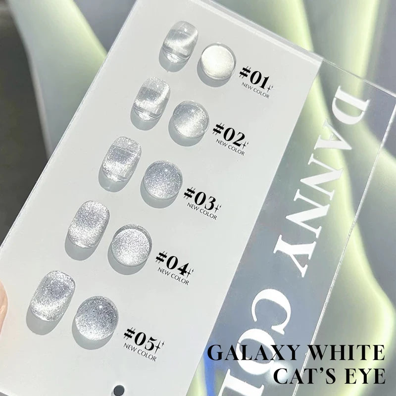 Nail Art Gel Polish Set - Galaxy White Strobe Beads for Manicure, 6 Colors