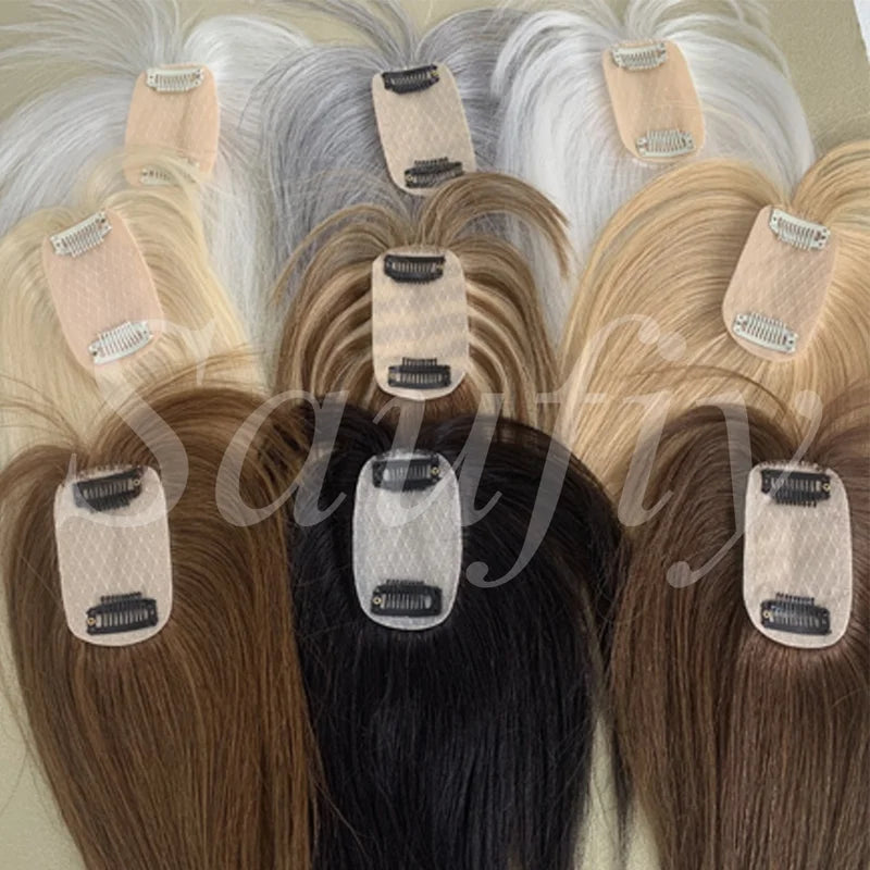 Human Hair Toppers for Women - Clip-In Volumizer & Thinning Hair Cover, 8-14 Inch Options