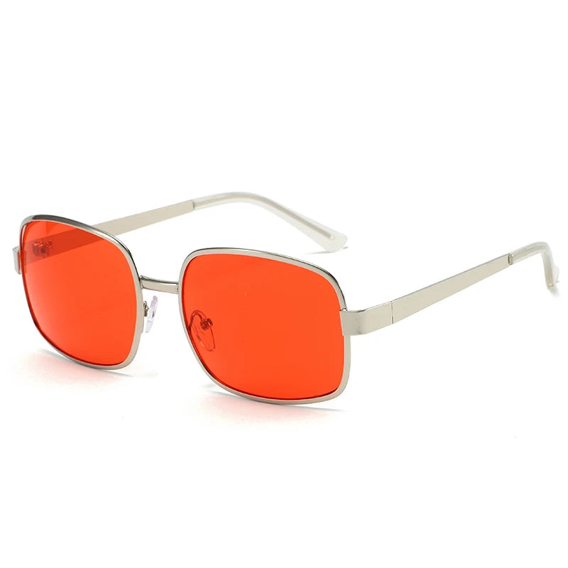 Unisex Retro Square & Round Metal Sunglasses with Sun Protection - Large Frame