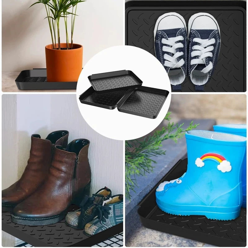 3-Pack Multi-Purpose Outdoor Garden Boot Mat Tray for Floor & Plant Protection