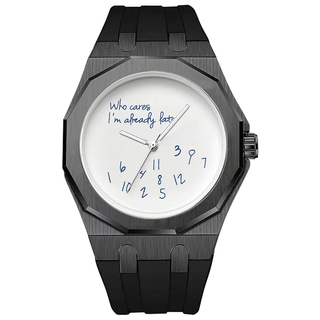 Luxury Octagon Watch Case with Silicone Strap Waterproof Men's Dial Watch
