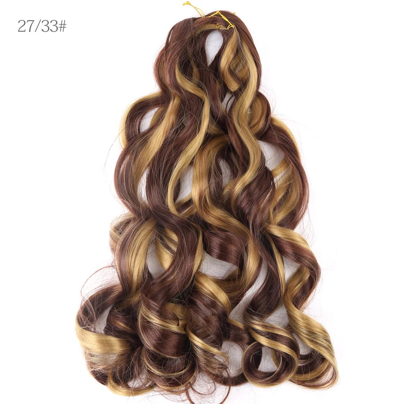 French Curly Crochet Braiding Hair Synthetic Loose Wave Ombre Extensions