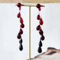 Gothic Blood Drop Tassel Earrings - Red Water Drop Resin Jewelry for Women Halloween