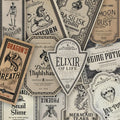 12-Pack Vintage Halloween Potion Bottle Labels Gothic Style Wine & Jar Stickers