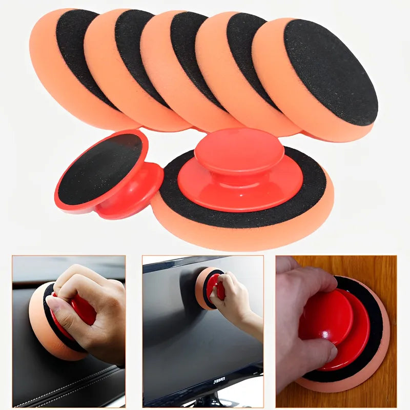 Car Waxing Sponge with Handle and Polishing Pads - Detailing Buffing Kit