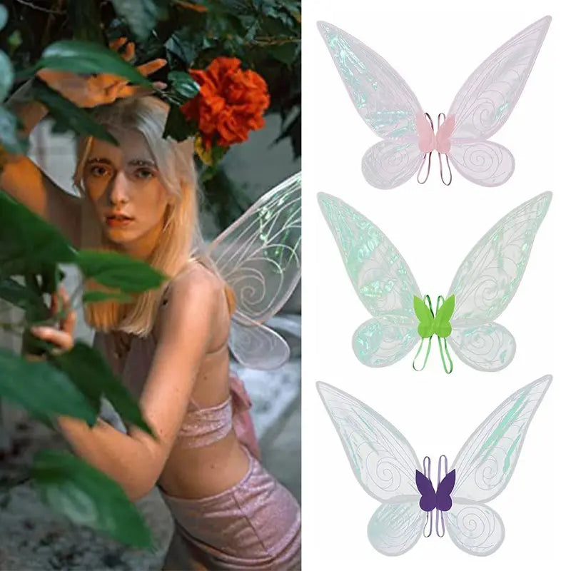 Fairy Wings Costume for Women and Girls Sparkle Butterfly Dress-Up Props