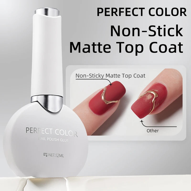 Non-Stick Matte Gel Top Coat for Nail Polish - Long Lasting & Powder-Resist