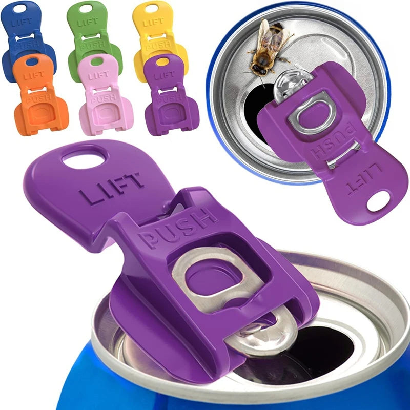 Color Coded Beverage Can Opener & Drink Shield Set - Easy Pull Ring Design