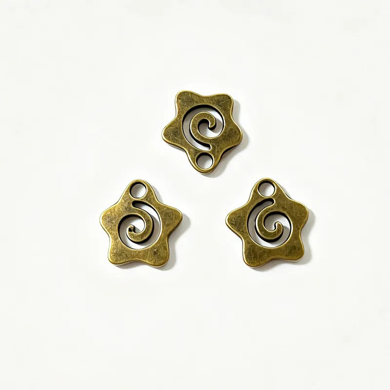 30pcs Star Swirl Charms 14x13mm Zinc Alloy Jewelry Pendants with Holes