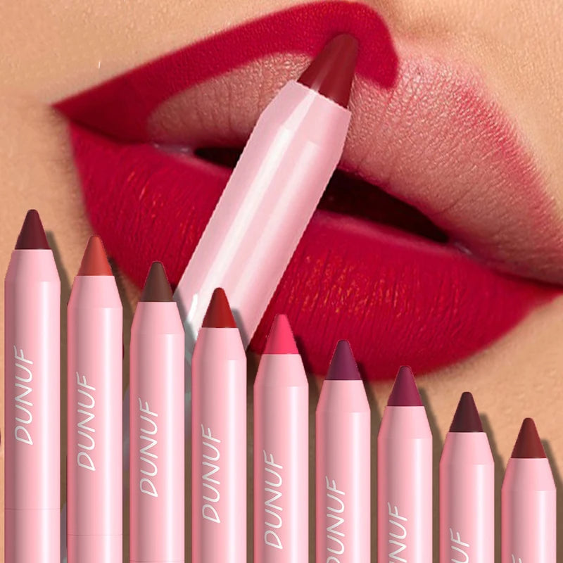 Waterproof Matte Lipstick Pencil - 18 Color Lip Makeup & Lip Liner Set