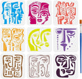 Reusable Abstract Face Painting Stencil Set with Brush - Geometric DIY Templates
