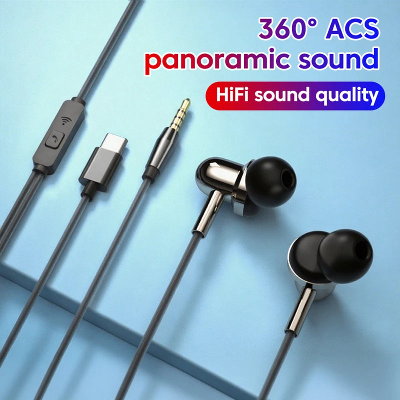 Wired In-Ear Headphones with DAC, Microphone & Inline Controls for Smartphone