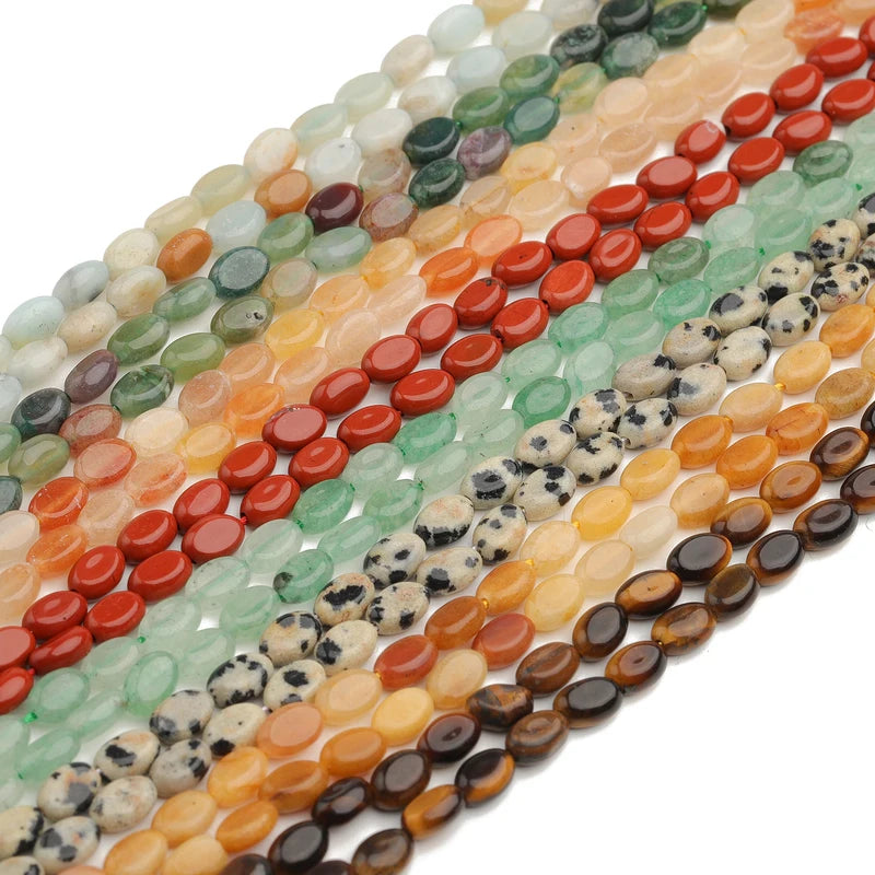 6x4mm Natural Amazonite & Red Jasper Beads Oval Shape Loose Jewelry Making Supplies