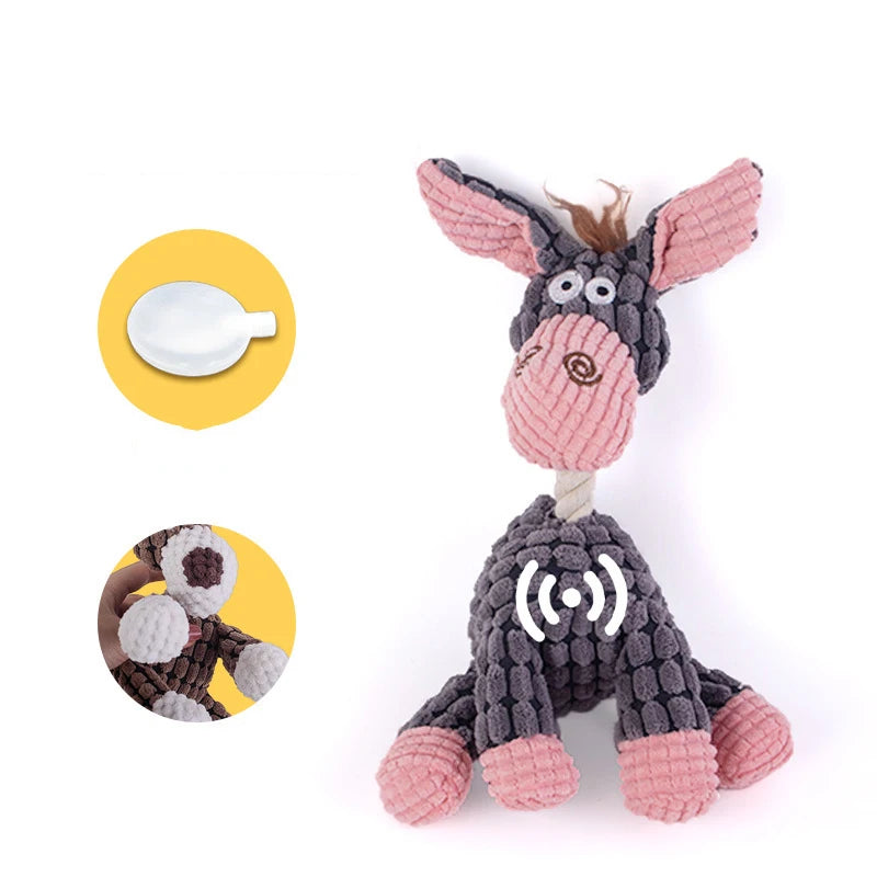Plush Dog Toy Animals Shape Squeaky & Bite Resistant Pet Toys for Small & Large Dogs