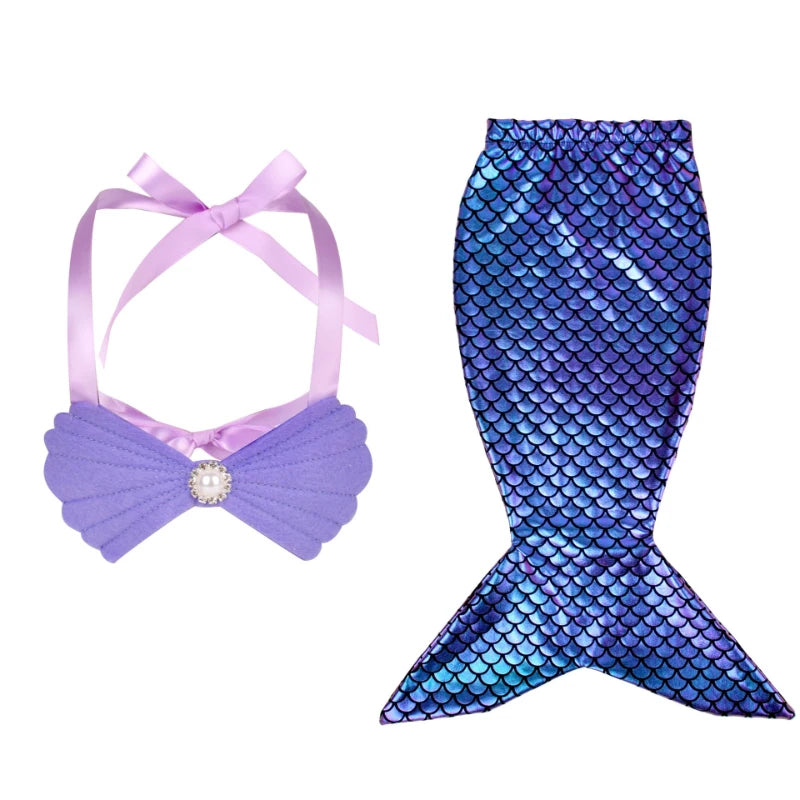 Infant Mermaid Costume with Holographic Rainbow Scales and Pearl Top - Baby Birthday Halloween Photoshoot