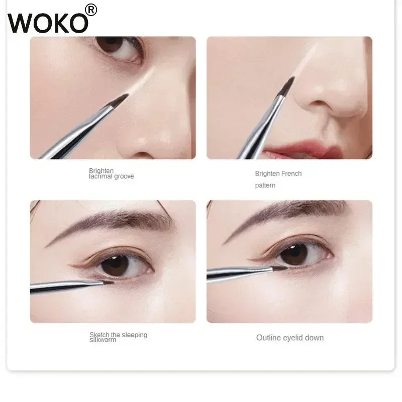Precision Eyeliner and Eyebrow Makeup Brush - Ultra Thin Flat Angle Detail Tool