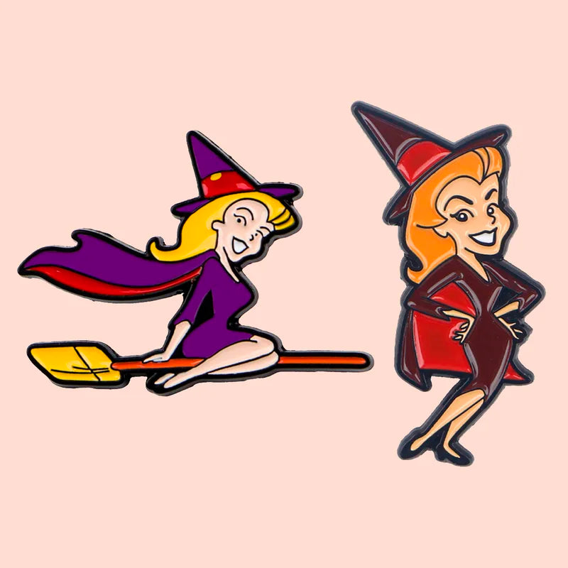 2pcs Cartoon Sorceress Enamel Pins Metal Brooch Backpack Hat Bag Badge Gift